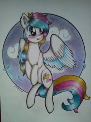 Size: 720x960 | Tagged: safe, artist:dexterisse, oc, oc only, oc:colour carnival, pegasus, pony, female, mare, pegasus oc, simple background, solo, traditional art, white background