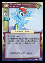 Size: 344x480 | Tagged: safe, enterplay, rainbow dash, pegasus, pony, g4, my little pony collectible card game, the crystal games, wonderbolts academy, ccg, female, letter, mare, merchandise, solo