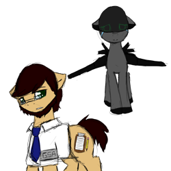 Size: 1000x1000 | Tagged: safe, oc, oc only, oc:oh-seven, original species, plane pony, pony, beard, brown hair, brown mane, clothes, crying, depressed, drone, duo, duo male and female, eyelashes, facial hair, female, glasses, green eyes, looking at someone, looking back, male, mare, plane, sad, simple background, stallion, teary eyes, transparent background