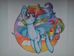 Size: 960x720 | Tagged: safe, artist:dexterisse, rainbow dash, pegasus, pony, g4, female, mare, simple background, solo, traditional art, white background