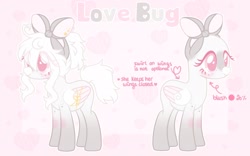 Size: 2048x1277 | Tagged: safe, artist:dreamyveon_, oc, oc only, oc:love bug, pegasus, pony, blushing, solo, wings