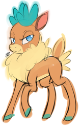 Size: 641x1019 | Tagged: safe, artist:jovalic, velvet (tfh), deer, them's fightin' herds, bedroom eyes, community related, raised hoof, standing