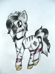 Size: 1024x1366 | Tagged: safe, artist:dexterisse, oc, oc only, zebra, female, mare, simple background, solo, traditional art, white background, zebra oc