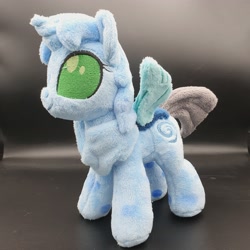 Size: 3024x3024 | Tagged: safe, artist:melodisde, oc, oc only, oc:icefumy, changedling, changeling, commission, female, high res, horn, ice changeling, irl, photo, plushie, smiling, standing, wings