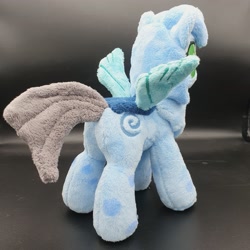 Size: 3024x3024 | Tagged: safe, artist:melodisde, oc, oc only, oc:icefumy, changedling, changeling, commission, female, high res, horn, ice changeling, irl, photo, plushie, smiling, standing, wings