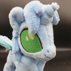 Size: 3024x3024 | Tagged: safe, artist:melodisde, oc, oc only, oc:icefumy, changedling, changeling, commission, female, high res, horn, ice changeling, irl, photo, plushie, smiling, standing, wings