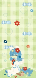 Size: 414x896 | Tagged: safe, artist:dreamyveon_, oc, earth pony, pony, bow, flower, flower in hair, solo, wallpaper