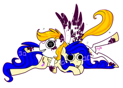 Size: 1024x730 | Tagged: safe, artist:chandelurres, oc, oc:moonbrush, pegasus, pony, duo, female, mare, simple background, tongue out, transparent background