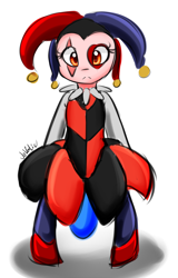 Size: 770x1200 | Tagged: safe, artist:jovalic, oc, oc:frosty flare, bipedal, harlequin, looking at you, upset