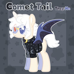 Size: 1500x1500 | Tagged: safe, artist:dreamyveon_, oc, oc only, oc:comet tail, bat pony, pony, male, solo, stallion