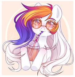Size: 2160x2226 | Tagged: safe, artist:youthful_road, oc, oc only, earth pony, pony, drink, drinking, earth pony oc, female, high res, straw, sunglasses