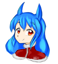 Size: 950x1050 | Tagged: safe, artist:jovalic, oc, oc:frosty flare, human, clothes, humanized, pony ears, smiling, sweater