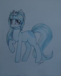 Size: 1024x1266 | Tagged: safe, artist:dexterisse, oc, oc only, oc:anneliese, pony, unicorn, female, horn, mare, simple background, solo, traditional art, unicorn oc, white background