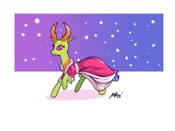 Size: 1600x1200 | Tagged: safe, artist:magician-horse, thorax, changedling, changeling, g4, clothes, crossdressing, dress, femboy, king thorax, male, solo