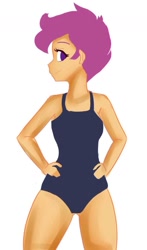 Size: 781x1331 | Tagged: safe, artist:jovalic, scootaloo, human, g4, clothes, female, hand on hip, humanized, swimsuit, turned head