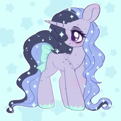 Size: 1500x1500 | Tagged: safe, artist:dreamyveon_, oc, oc only, pony, unicorn, bow, female, hair, horn, mane, mare, smiling, solo, tail