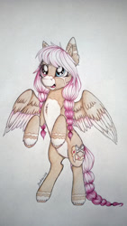 Size: 1024x1819 | Tagged: safe, artist:dexterisse, oc, oc only, oc:aphrodite, pegasus, pony, female, heterochromia, mare, pegasus oc, simple background, solo, traditional art, white background