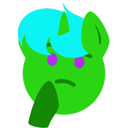 Size: 500x500 | Tagged: safe, artist:aria_art, oc, oc only, oc:green byte, pony, emoji, simple background, solo, thinking, transparent background