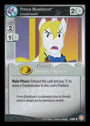 Size: 344x480 | Tagged: safe, enterplay, prince blueblood, pony, unicorn, absolute discord, g4, my little pony collectible card game, the best night ever, angry, ccg, male, merchandise, solo, stallion
