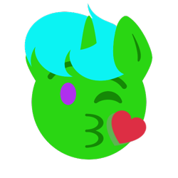 Size: 500x500 | Tagged: safe, artist:aria_art, oc, oc only, oc:green byte, pony, emoji, kissing, simple background, solo, transparent background