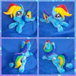 Size: 2048x2048 | Tagged: safe, artist:hellishnya, rainbow dash, pegasus, pony, g4, female, folded wings, high res, irl, lying down, mare, photo, plushie, prone, solo, wings