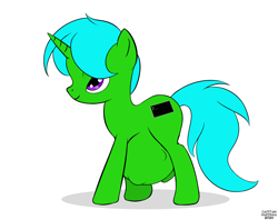 Size: 4106x3244 | Tagged: safe, artist:capitanharisma, oc, oc:green byte, pony, unicorn, male, simple background, solo, stallion, vore