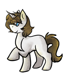 Size: 500x546 | Tagged: safe, artist:dokuyuu, oc, oc only, pony, unicorn, commission, looking at you, raised hoof, side view, simple background, solo, transparent background