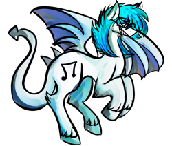 Size: 700x594 | Tagged: safe, artist:dokuyuu, dj pon-3, vinyl scratch, dragon, g4, glasses, grin, request, simple background, smiling, solo, spread wings, standing on two hooves, transformation, transparent background, wings