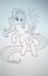 Size: 1024x1635 | Tagged: safe, artist:dexterisse, rainbow dash, pegasus, pony, g4, black and white, female, grayscale, mare, monochrome, simple background, solo, traditional art, white background