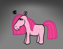 Size: 1134x878 | Tagged: safe, artist:cookie-lovey, pinkie pie, earth pony, pony, g4, 2011, angry, censored vulgarity, female, frown, gray background, grumpy, lidded eyes, mare, pinkamena diane pie, simple background, solo, style emulation, the fairly oddparents