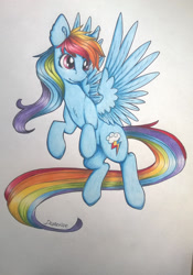 Size: 1024x1466 | Tagged: safe, artist:dexterisse, rainbow dash, pegasus, pony, g4, female, mare, simple background, solo, traditional art, white background