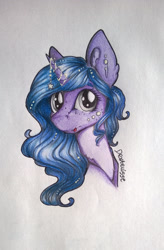 Size: 1024x1563 | Tagged: safe, artist:dexterisse, oc, oc only, bust, female, mare, solo, traditional art