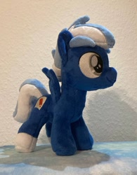 Size: 682x873 | Tagged: safe, artist:melodisde, oc, oc only, pegasus, pony, commission, female, filly, foal, irl, photo, plushie, solo, spread wings, standing, wings