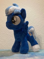 Size: 580x789 | Tagged: safe, artist:melodisde, oc, oc only, pegasus, pony, commission, female, filly, foal, irl, photo, plushie, solo, spread wings, standing, wings