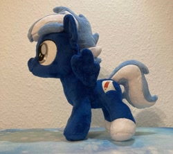 Size: 960x854 | Tagged: safe, artist:melodisde, oc, oc only, pegasus, pony, commission, female, filly, foal, irl, photo, plushie, solo, spread wings, standing, wings