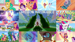 Size: 1968x1108 | Tagged: safe, edit, edited screencap, editor:quoterific, screencap, hitch trailblazer, izzy moonbow, misty brightdawn, opaline arcana, pipp petals, sparky sparkeroni, sunny starscout, zipp storm, alicorn, bunnycorn, earth pony, pegasus, pony, rabbit, unicorn, g5, mission imponable, my little pony: tell your tale, spoiler:g5, spoiler:my little pony: tell your tale, spoiler:tyts01e49, :o, bee sting, blowtorch, female, jewelry, male, mane five, mane stripe sunny, mare, medallion, necklace, open mouth, race swap, stallion, sunglasses, sunnycorn, text