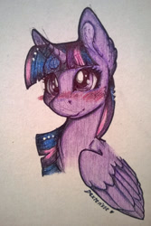 Size: 1024x1533 | Tagged: safe, artist:dexterisse, twilight sparkle, alicorn, pony, g4, female, mare, simple background, solo, traditional art, twilight sparkle (alicorn), white background