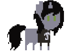 Size: 1640x1181 | Tagged: safe, artist:dyonys, pony, animated, clothes, disguise, disguised siren, gif, horn, kellin quinn, male, pixel art, ponified, shirt, simple background, sleeping with sirens, solo, stallion, standing, t-shirt, transparent background