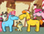 Size: 1134x878 | Tagged: safe, artist:cookie-lovey, carrot cake, cup cake, pinkie pie, pound cake, pumpkin cake, earth pony, pegasus, pony, unicorn, g4, 2012, baby, baby pony, bow, bowtie, cake twins, cap, colt, family, female, filly, foal, grin, hair bow, hat, lidded eyes, male, mare, offscreen character, ponies riding ponies, riding, ship:carrot cup, shipping, siblings, smiling, stallion, straight, style emulation, sugarcube corner, the fairly oddparents, twins