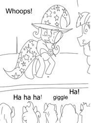 Size: 372x500 | Tagged: source needed, safe, artist:php162, trixie, pony, g4, black and white, grayscale, monochrome, pie in the face