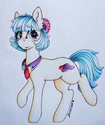 Size: 1024x1225 | Tagged: safe, artist:dexterisse, coco pommel, earth pony, pony, g4, female, mare, simple background, solo, traditional art, white background