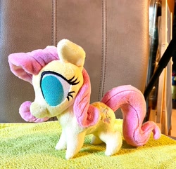 Size: 2048x1972 | Tagged: safe, artist:rtryart, fluttershy, pegasus, pony, g4, chibi, female, folded wings, irl, mare, photo, plushie, solo, standing, wings