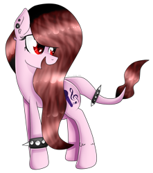 Size: 831x938 | Tagged: safe, artist:angellightyt, oc, oc only, earth pony, pony, ear piercing, earth pony oc, female, jewelry, looking back, mare, piercing, ring, simple background, solo, spiked wristband, tail, tail ring, transparent background, wristband