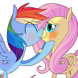 Size: 1200x1200 | Tagged: safe, artist:chandelurres, fluttershy, rainbow dash, pegasus, pony, g4, blushing, female, heart, heart eyes, kissing, lesbian, mare, ship:flutterdash, shipping, simple background, transparent background, wingding eyes