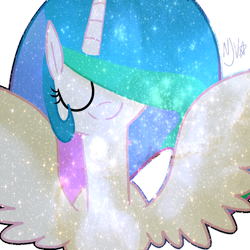 Size: 1024x1024 | Tagged: safe, artist:chandelurres, princess celestia, alicorn, pony, g4, eyes closed, female, mare, simple background, smiling, solo, spread wings, transparent background, wings