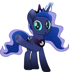 Size: 6618x6848 | Tagged: safe, artist:php178, derpibooru exclusive, part of a set, princess luna, alicorn, pony, derpibooru, series:apri(luna) fools!, g4, my little pony: rainbow roadtrip, .svg available, absurd resolution, april fools, april fools 2023, blue eyes, blue mane, blue tail, clothes, colored pupils, crown, cute, cyan eyes, ethereal mane, ethereal tail, female, flowing mane, flowing tail, folded wings, glowing, glowing horn, hoof heart, horn, inkscape, jewelry, long horn, long mane, long tail, looking at you, lunabetes, magic, magic aura, mare, meta, missing accessory, moon, movie accurate, part of a series, peytral, raised hoof, regalia, simple background, smiling, smiling at you, solo, standing, svg, tail, teal eyes, transparent background, underhoof, upside-down hoof heart, vector, waving, wings