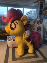 Size: 1078x1440 | Tagged: safe, artist:emberfallplush, scootaloo, pegasus, pony, g4, female, filly, foal, irl, photo, plushie, solo, spread wings, standing, wings