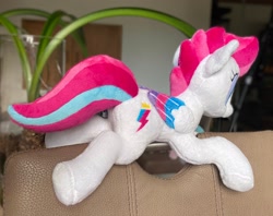Size: 2048x1618 | Tagged: safe, artist:rtryart, zipp storm, pegasus, pony, g4, g5, adorazipp, colored wings, colored wingtips, cute, female, folded wings, g5 to g4, generation leap, irl, lying down, mare, photo, plushie, prone, solo, wings