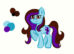 Size: 1366x1000 | Tagged: safe, artist:nutmeg04, oc, oc only, oc:nutmeg, earth pony, pony, earth pony oc, female, mare, multicolored hair, raised hoof, reference, simple background, solo