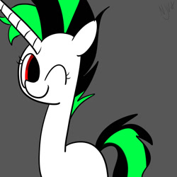 Size: 1024x1024 | Tagged: safe, artist:chandelurres, oc, pony, unicorn, horn, one eye closed, simple background, solo